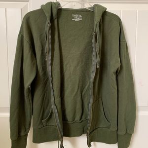Olive Green Time and Tru Zip Hoodie (S)